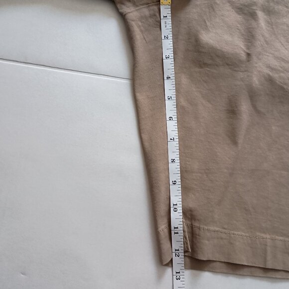 Eileen Fisher Tan Classic Walking Shorts Linen Blend Women’s Size 14 NWT - Picture 10 of 14